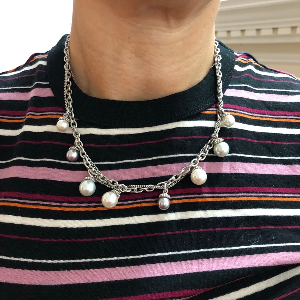 Silver toned cultured pearls
